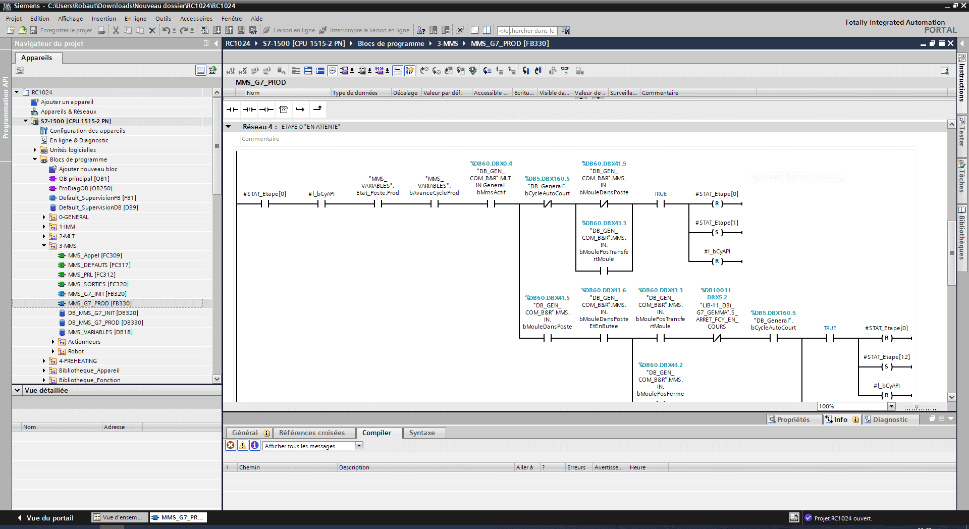 Vue Programmation SIEMENS